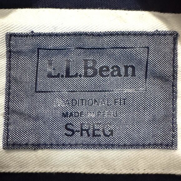 LL Bean Rugby Shirt Sz S Striped Logo Spell Out Contrast Blue Green Collar Polo - Picture 3 of 8